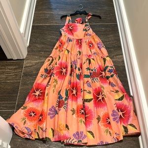 Adorable Farm Rio Floral Poplin open tie back dress